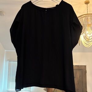 Halogen Black Long Sleeve Crewneck Top